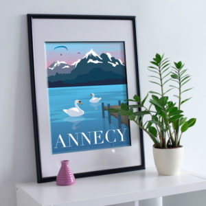 lac-annecy-illustration-vente-affiche-poster-souvenirs-ete-hivers-montagne