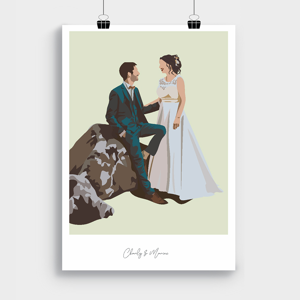 illustration-personnalisee-portrait-couple-idee-cadeau-mariage-amour-vendee-clisson