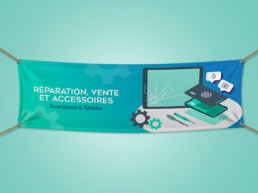réalisation banderole bache netcom informatique clisson saint jean de monts graphiste reparation iphone