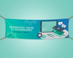 réalisation banderole bache netcom informatique clisson saint jean de monts graphiste reparation iphone