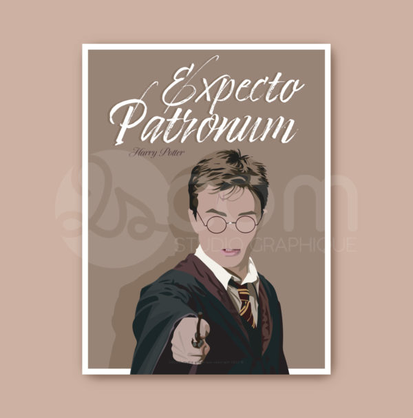 affiche-harry-potter-expecto-patronum-saga-warner-bross-sorciere-magie-illustration