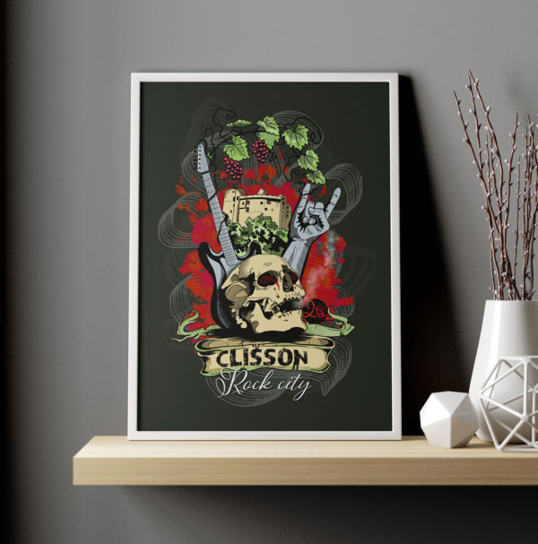 affiche-clisson-hellfest-festival-rock-city-chateau-musique-rock-metal-souvenir-decoration-vignoble