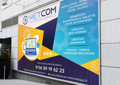 Création panneau publicitaire Netcom Informatique enseigne 2scom