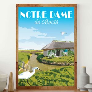 Affiche Notre Dame de Monts les Marais, étier et aigrette