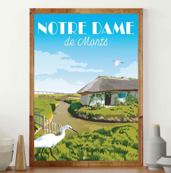 Affiche Notre Dame de Monts les Marais, étier et aigrette