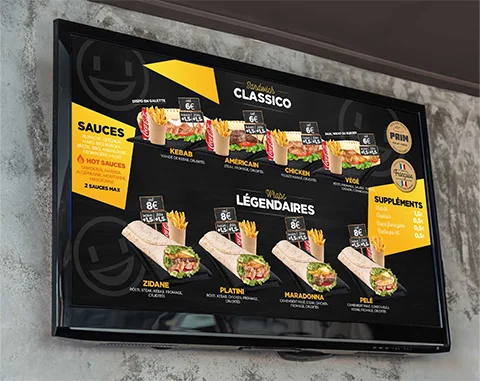 Animation écran menu fast food
