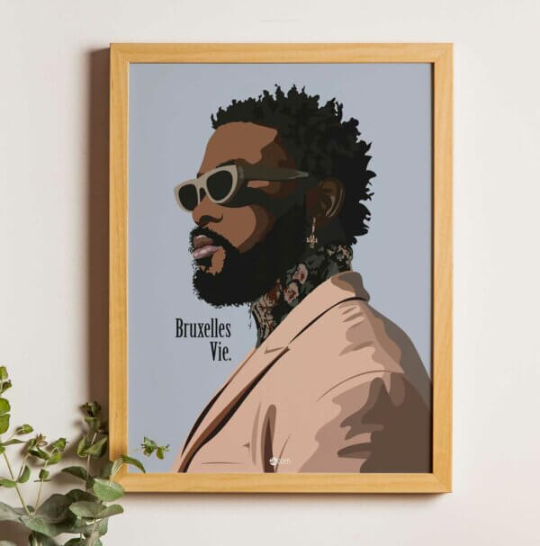 Portrait illustré de Damso, rap belge Bruxelles