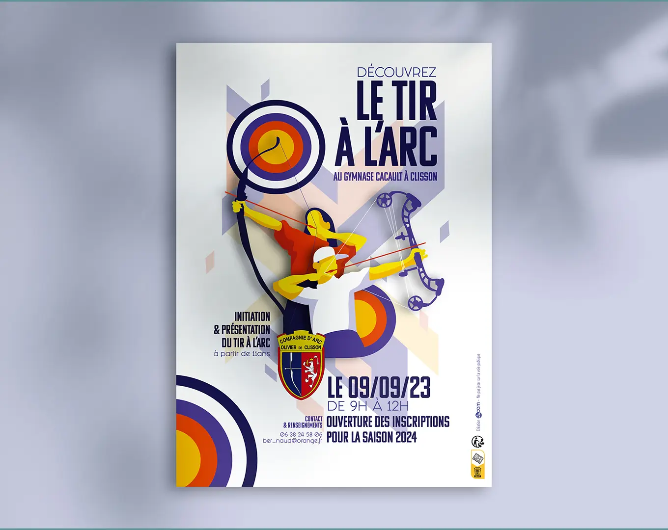 Affiche et flyer de tir à l'arc pour association sportive à Clisson