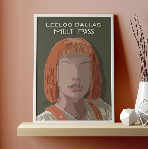 Affiche Leeloo Dallas Multi Pass portrait Milla Jovovich illustration film le Cinquieme Element Luc Besson