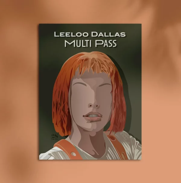 Affiche Leeloo Dallas Multi Pass film culte le Cinquième Element Luc Besson portrait illustration