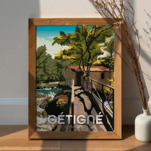 Affiche illustrée de Gétigné, le Moulin Neuf en Loire Atlantique