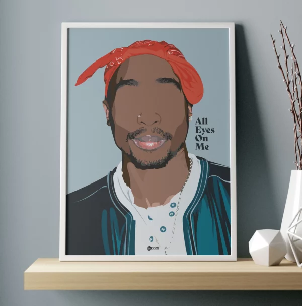 Poster 2pac shakur illustration du rappeur américain Tupac rap west coast musique