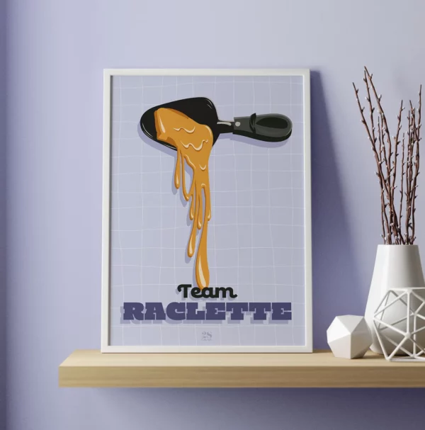 Affiche fromage raclette haute savoie fondue montagne plat typique français illustration affiche vintage